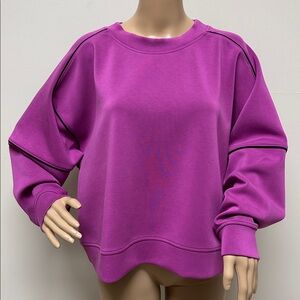 NWOT all in motion Purple Cropped Sweatshirt with Black Piping Accents size XXL